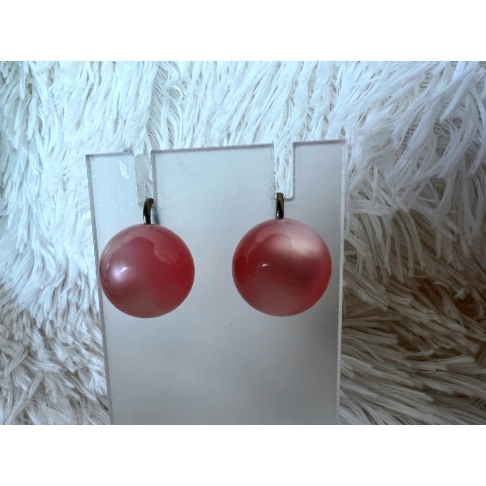 Vintage Pink Lucite Earrings Screwback Frosted Bubble Bead Retro Blush Soft Girl